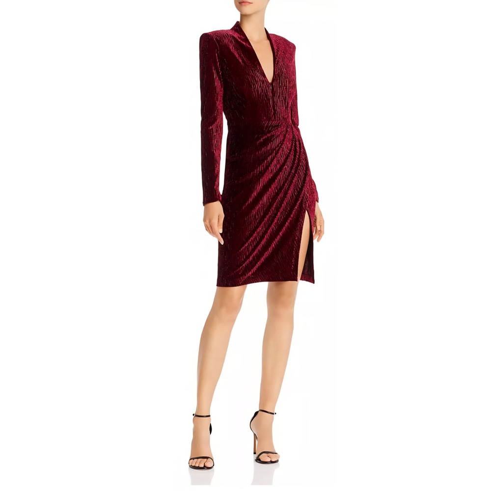 Amanda Uprichard Joaquin Draped‎ Textured Velvet Dress Sm Knee Length Zip Lined